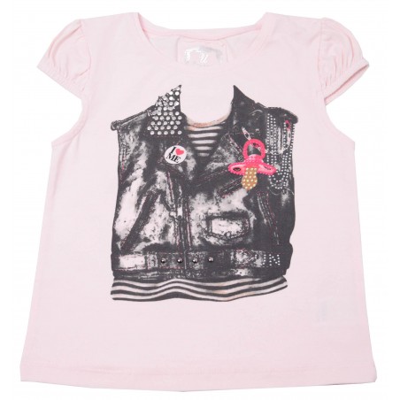 Розова бебешка тениска за момиче с красива апликация