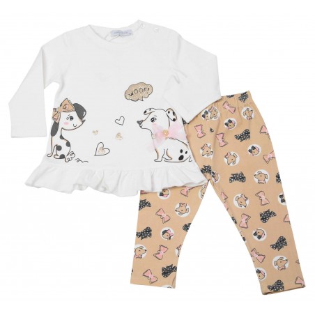 Бебешки комплект за момиче WOOF в екрю