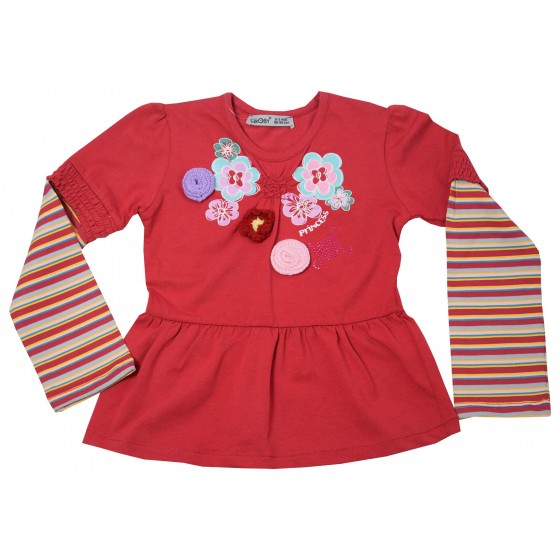 Червена бебешка туника с...