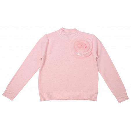 Детски пуловер за момиче Flower в розово