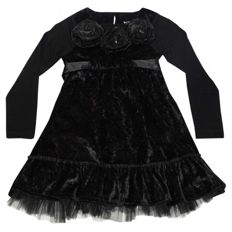 Детска официална плюшена рокля в черно