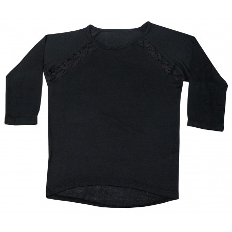 Детски блуза фино плетиво за момиче в черно