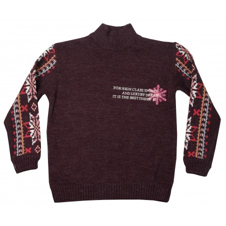 Детски пуловер за момиче Снежинка в розово