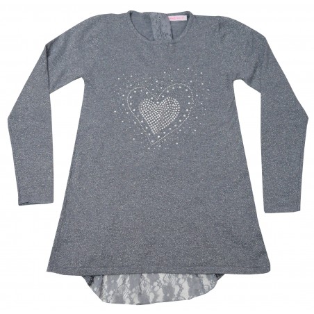 Детска туника за момиче фино плетиво в сиво