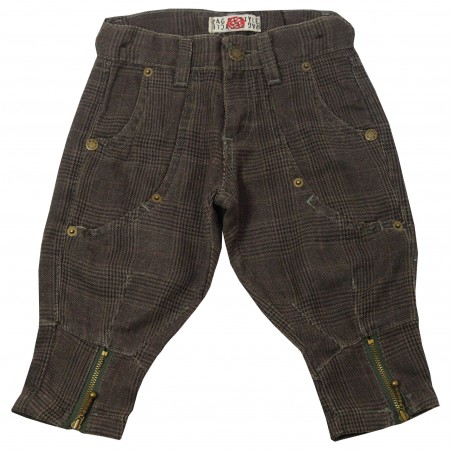 Детски каре панталон за момиче в кафяво