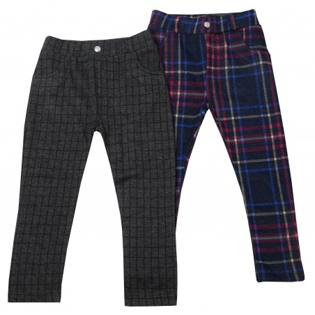 Детски клин-панталон каре за момиче, 2 броя