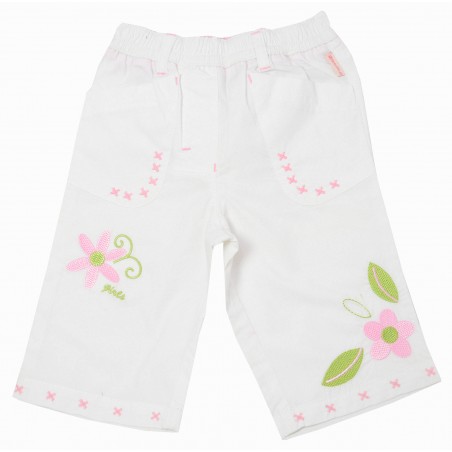 Бебешки панталон за момиче Flower в бяло