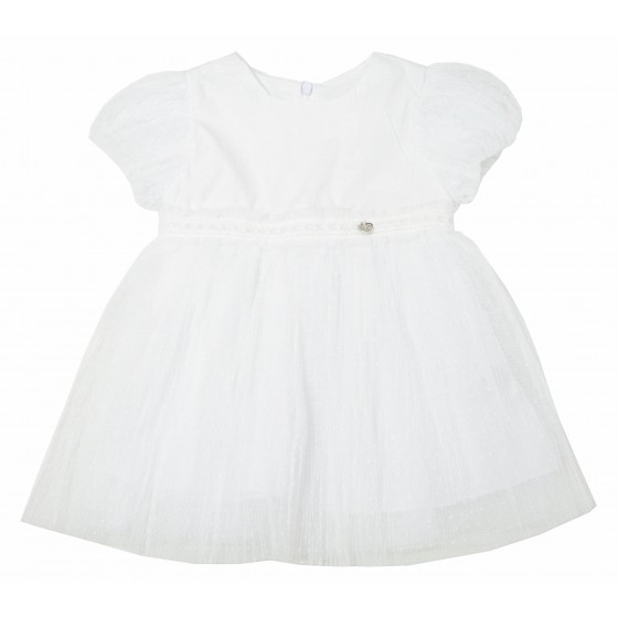 Бяла официална бебешка рокля