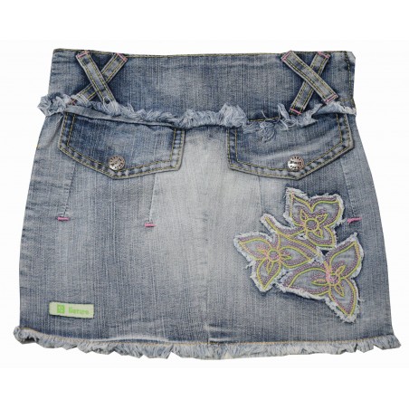 Бебешка дънкова пола с бродерия цветя