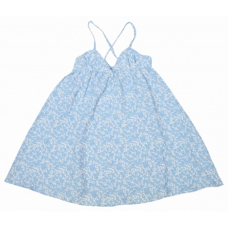 Детска лятна синя рокля на презрамки