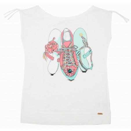 Детска тениска за момиче в екрю Unsea