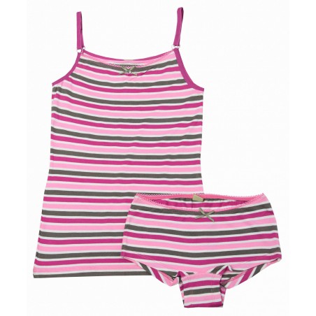 Детски комплект бельо за момиче с потник и боксерки в цветно райе