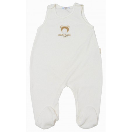 Бебешко плюшено боди ромпър в екрю с мече