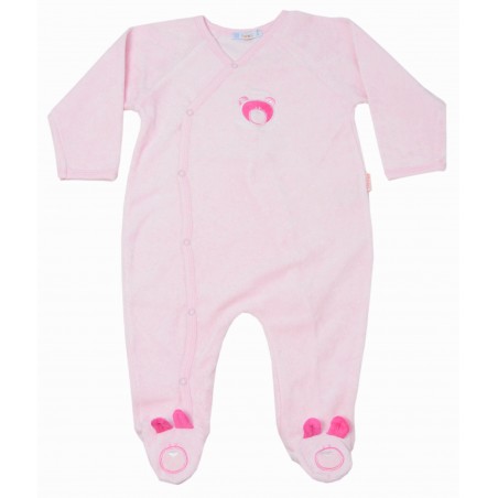 Бебешко плюшено боди ромпър за момиче с ританки и мече