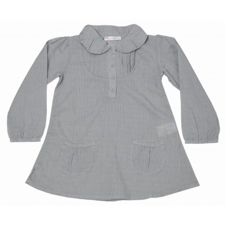 Детска риза за момиче в сиво каре