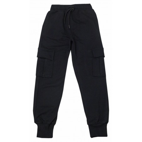 Детско спортно долнище за момче в черно със странични джобове