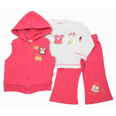 Бебешки комплект за момиче от три части с елек, блуза и долнище