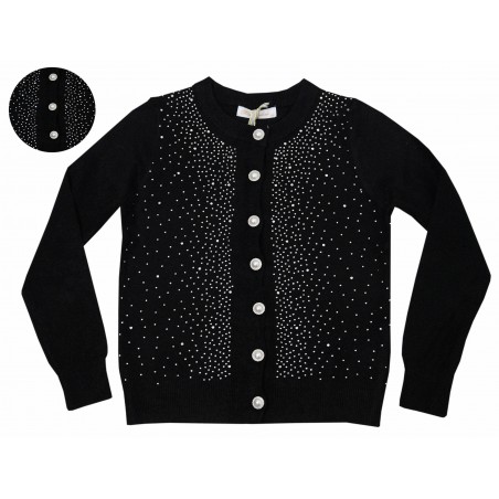 Детска жилетка за момиче фино плетиво в черно