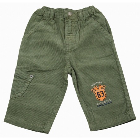Бебешки зелен панталон за момче от рипсено кадифе