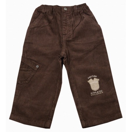 Бебешки кафяв панталон за момче от рипсено кадифе