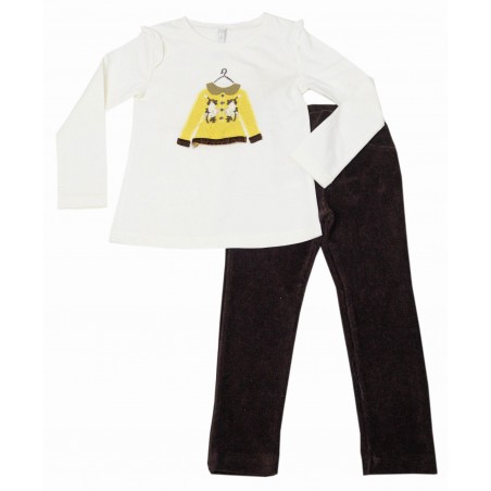 Детски комплект за момиче с блуза и кафяв клин