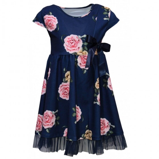 Детска рокля Roses в синьо