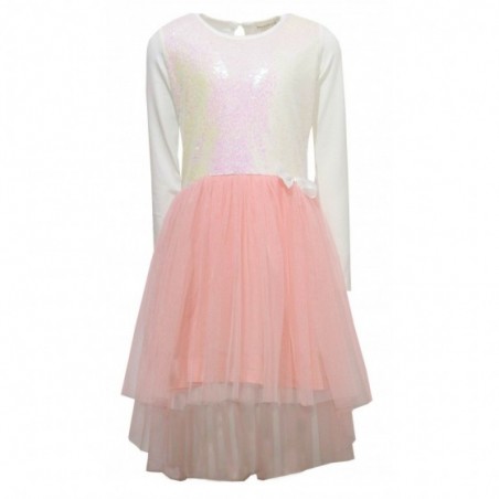 Детска рокля с пайети в екрю