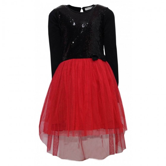 Детска рокля с пайети в черно