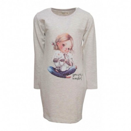 Детска рокля с момиченце в бежаво