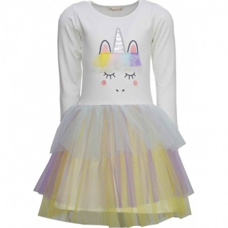 Детска рокля Unicorn в екрю