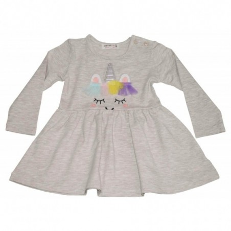 Детска рокля Еднорог в бежово
