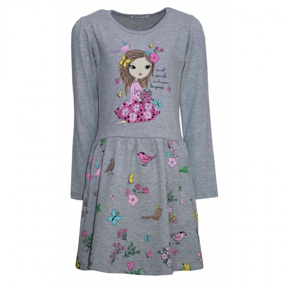Детска рокля Love в сиво