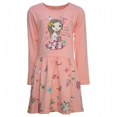 Детска рокля Love в цвят праскова
