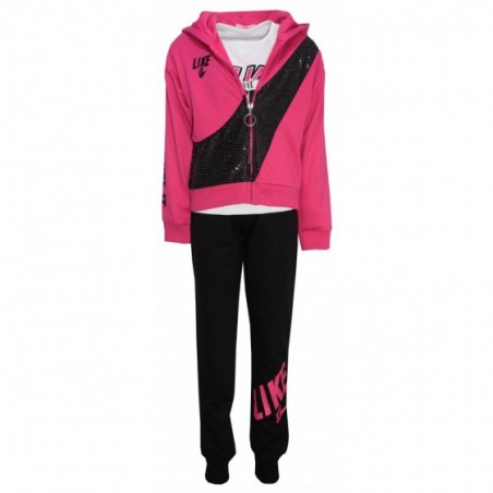 Детски комплект за момиче три части в цикламено