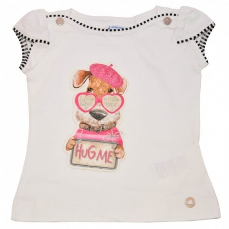Детска тениска за момиче Hug me бяло