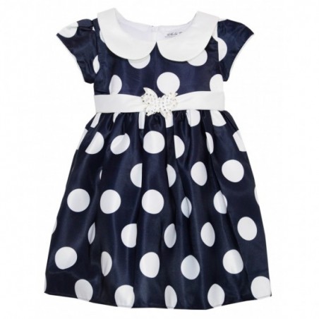 Официална бебешка рокля в тъмносиньо на точки