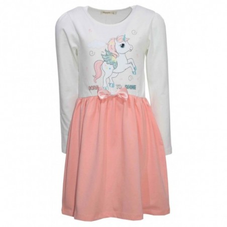 Детска рокля Еднорог в екрю
