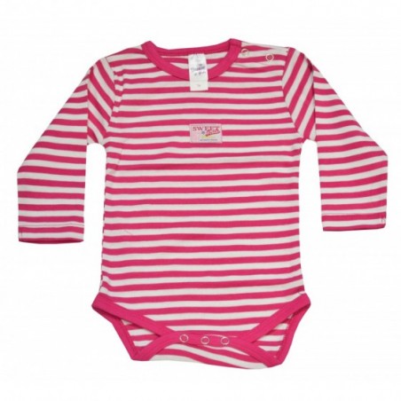 Райирано розово-бяло боди с дълъг ръкав