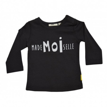 Тъмносива бебешка блуза с надпис за момиче