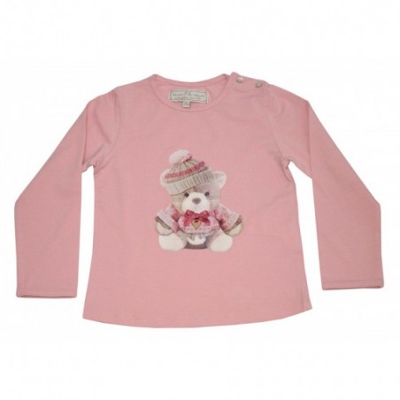Бебешка блуза за момиче Мечо в розово