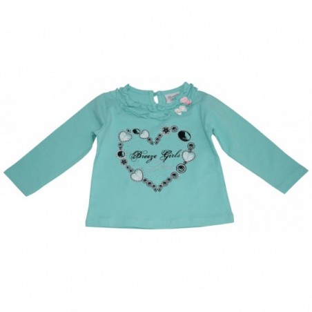 Бебешка блуза за момиче в мента с надпис Love
