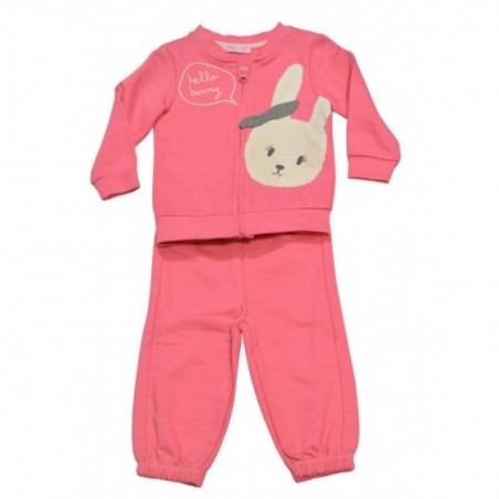 Розов бебешки комплект със суитшърт с цип