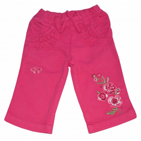 Бебешки панталон за момиче Flowers в цикламено