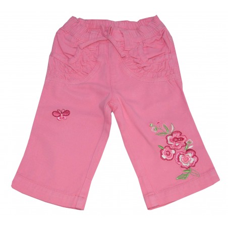 Бебешки панталон за момиче Flowers в розово