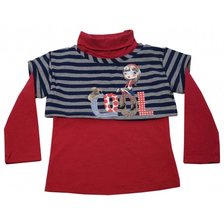 Детско поло с болеро за момиче в червено