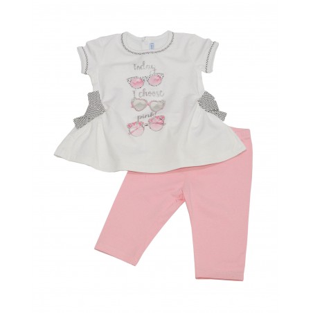 Бебешки комплект с бяла туника и клин