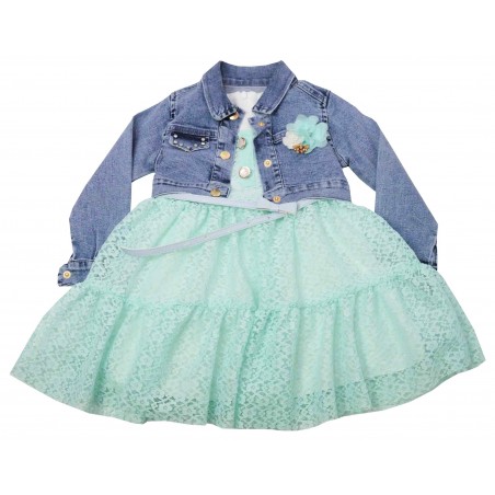 Детска рокля с дънково болеро