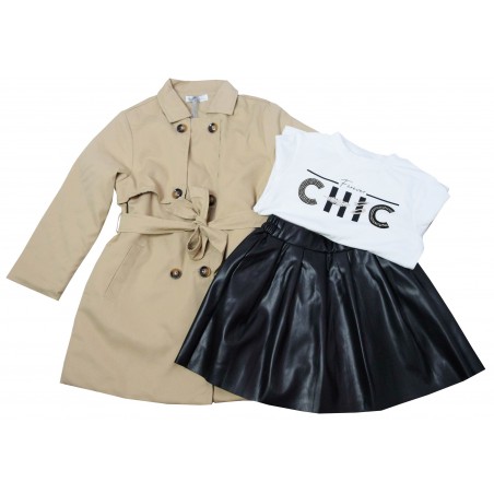 Детски комплект за момиче от три части в бежово