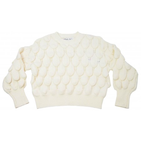 Детски пуловер за момиче в екрю