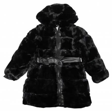 Детско пухкаво палто за момиче в черно